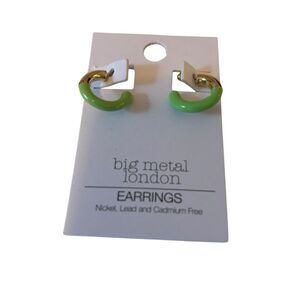 Big Metal London Gold & Lime Green Hoop Earrings. Perfect size for everyday wear